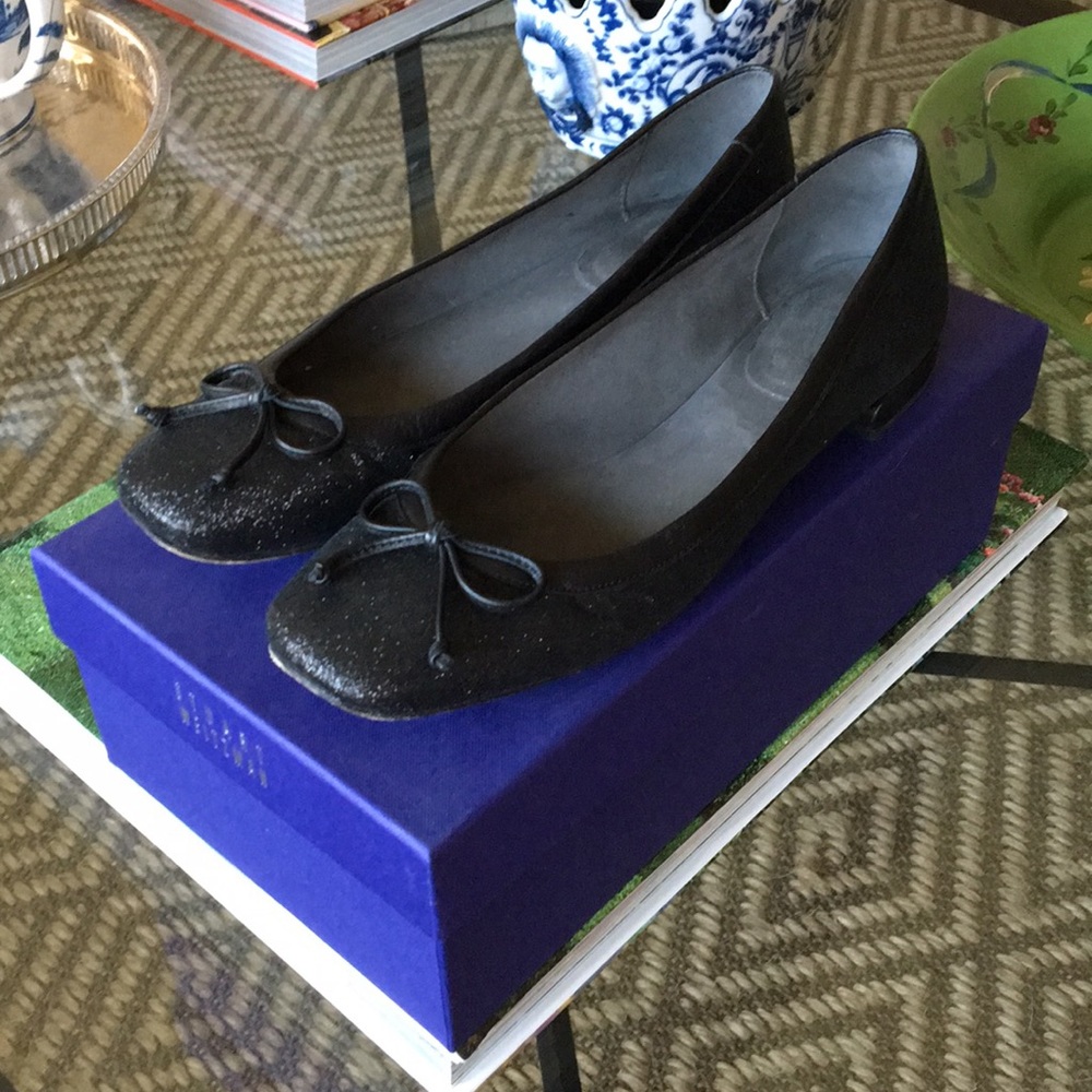 Stuart Weitzman 7.5M Shoestring Glitter Flats